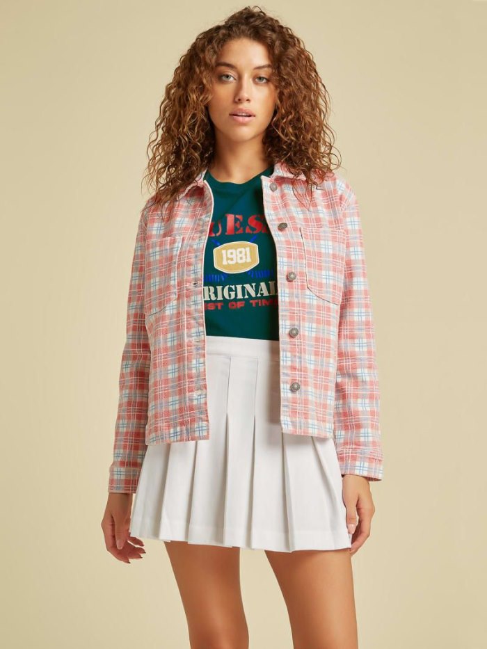 Guess Chequered Kadın Gömlek Kırmızı | TR-488561