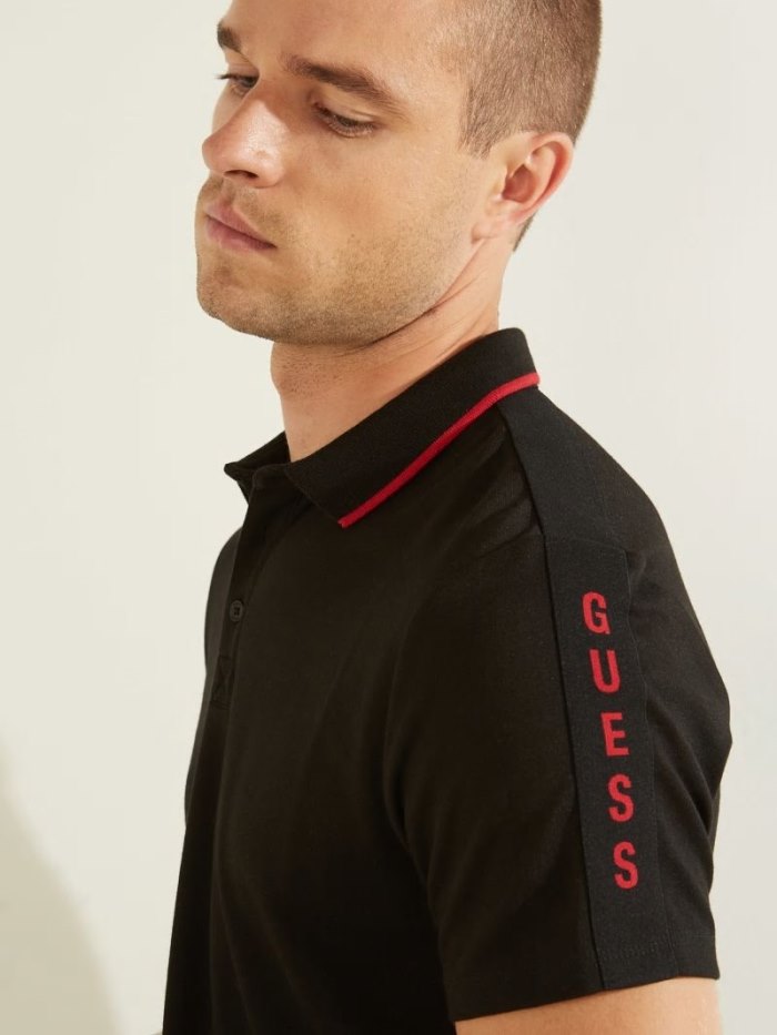 Guess Contrasting Polo Erkek Polo Gömlek Siyah | TR-098529