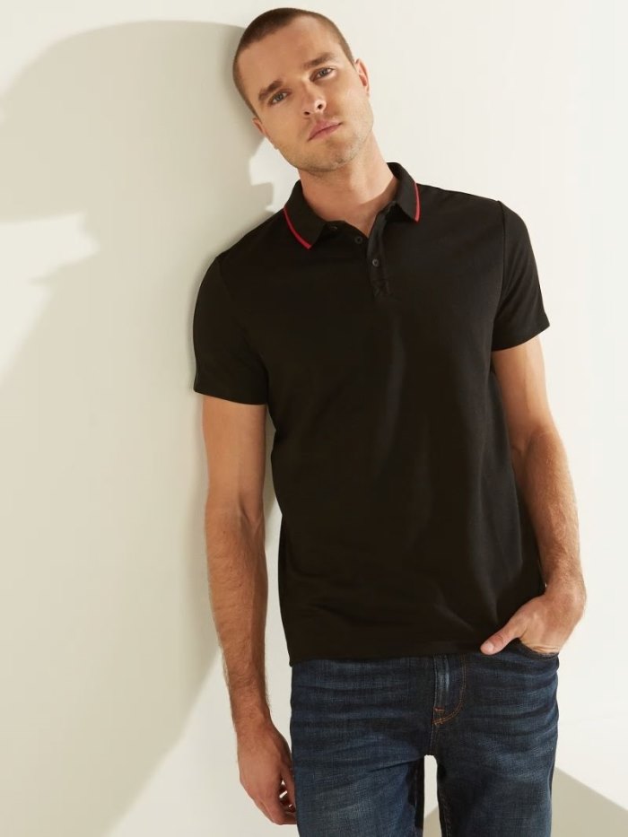 Guess Contrasting Polo Erkek Polo Gömlek Siyah | TR-098529