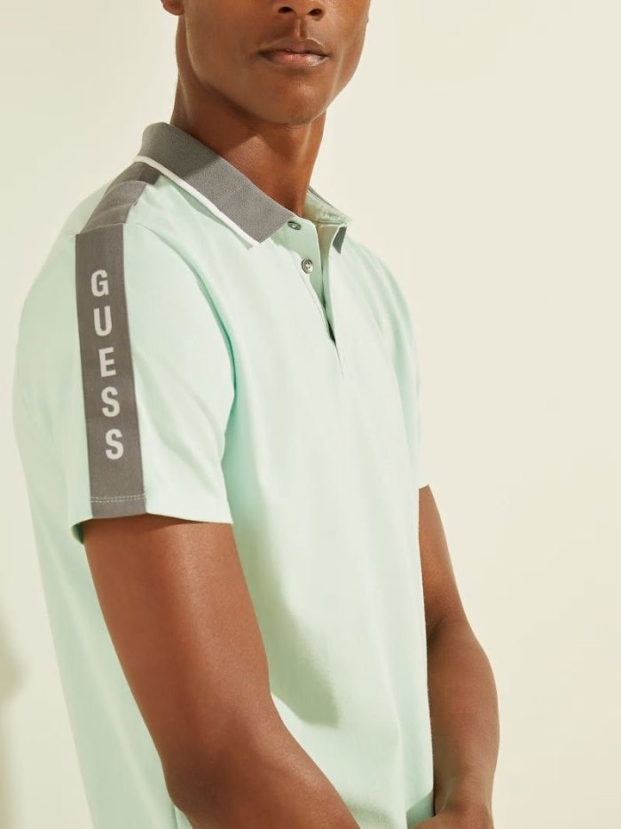 Guess Contrasting Polo Erkek Polo Gömlek Teal | TR-100629