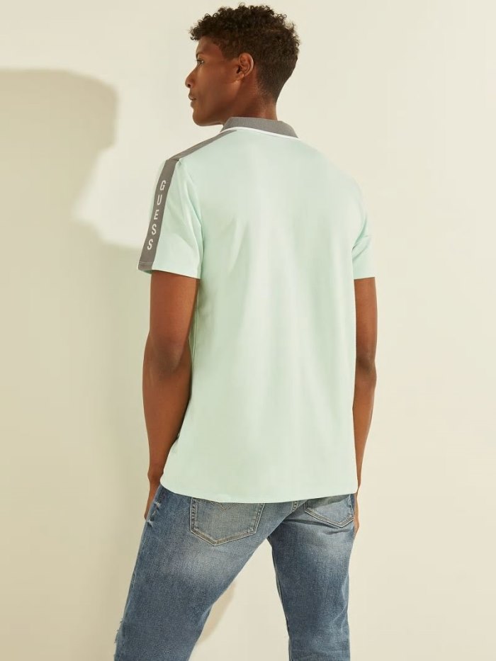 Guess Contrasting Polo Erkek Polo Gömlek Teal | TR-100629