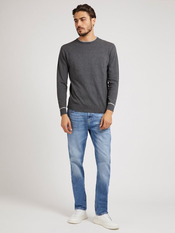 Guess Crew Neck Stretch Pamuklu Erkek Kazak Kahverengi | TR-370251