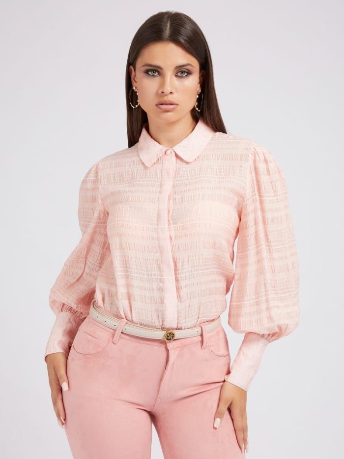 Guess Crinkled Chiffon Kadın Gömlek Pembe | TR-149872