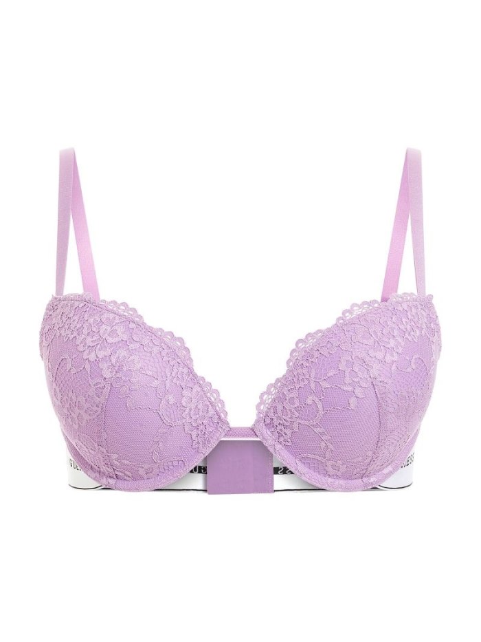 Guess Dantel Push Up Bra With Logo Band Kadın Sütyen Lilac | TR-734846