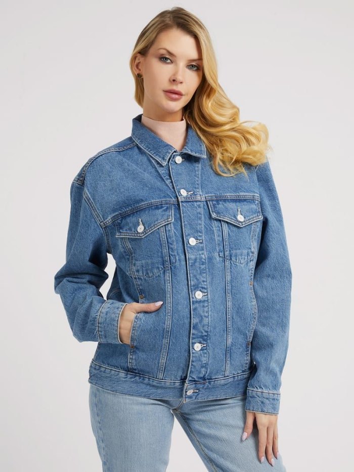 Guess Denim Kadın Ceket Mavi | TR-293341