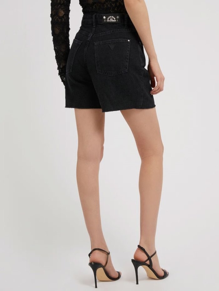 Guess Denim Relaxed Fit Kadın Denim Shorts Siyah | TR-853641