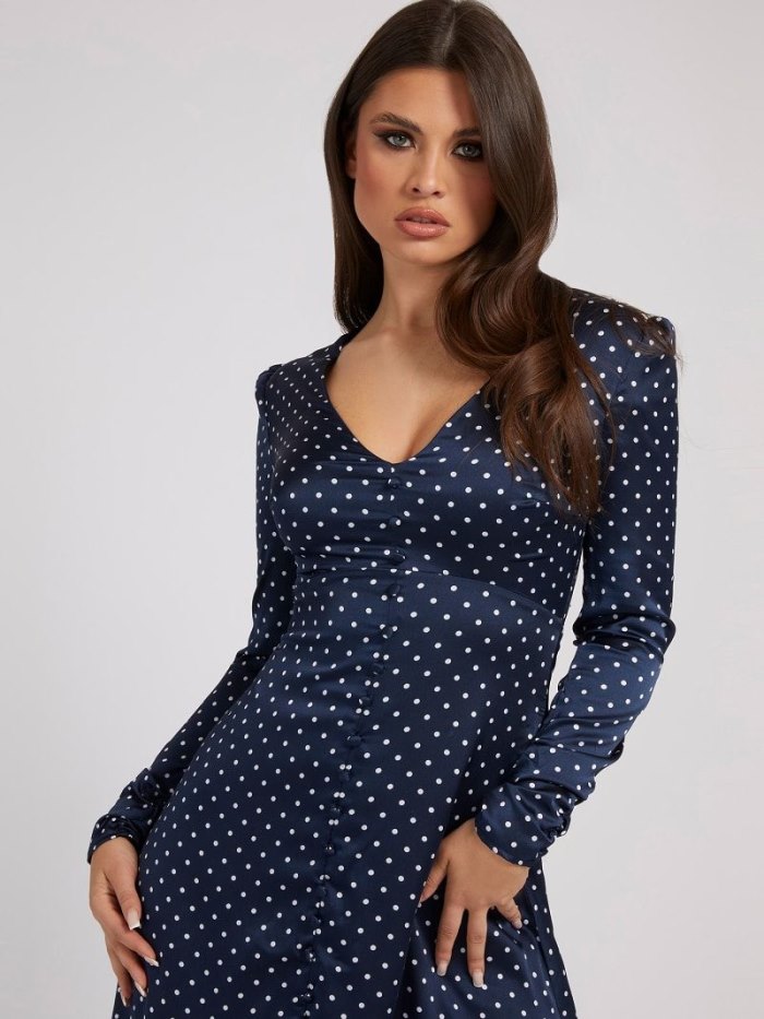 Guess Dots Print Kadın Elbise Mavi | TR-108934