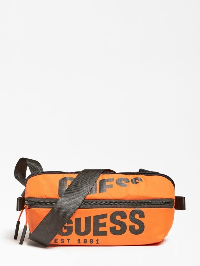 Guess Elvis Logo Lettering Erkek Bel Çantası Turuncu | TR-295266