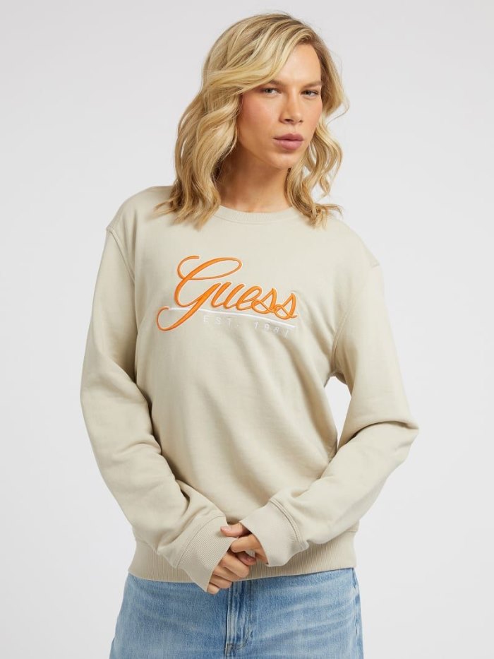 Guess Embroidered Logo Erkek Tişörtü Haki | TR-468097