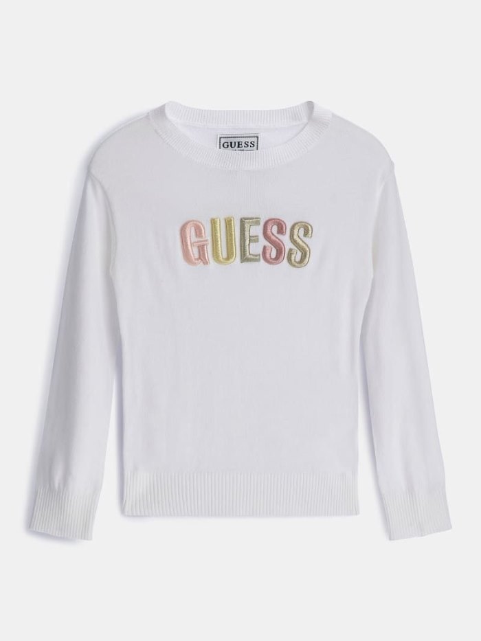 Guess Embroidered Logo Çocuk Kazak Beyaz | TR-896530