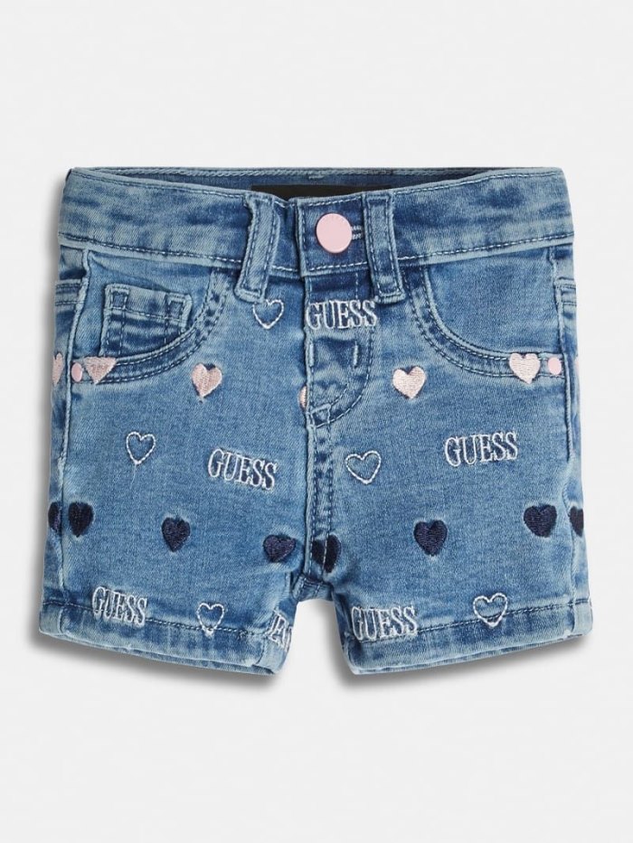 Guess Embroidered Çocuk Denim Shorts Mavi | TR-539222