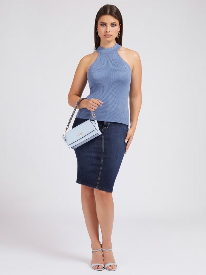 Guess Exposed Buttons Bodycon Kadın Denim Skirts Mavi | TR-900480