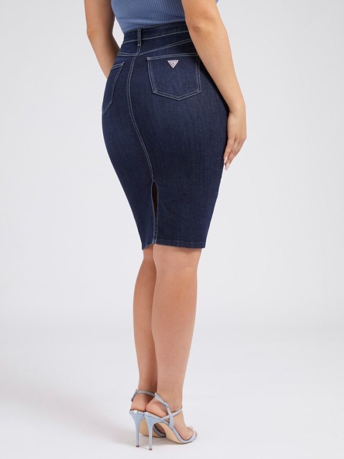 Guess Exposed Buttons Bodycon Kadın Denim Skirts Mavi | TR-900480