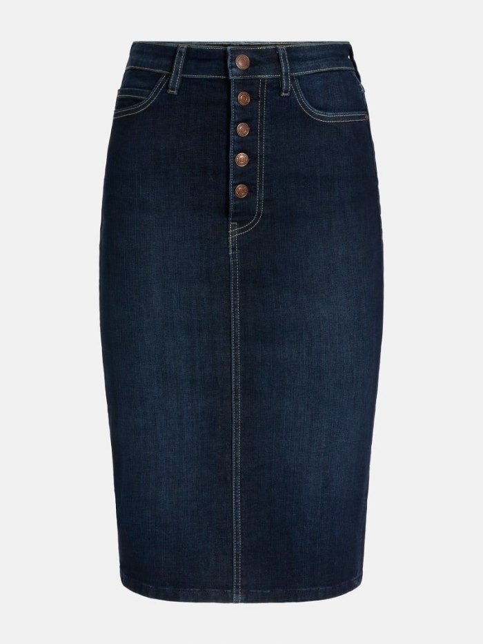 Guess Exposed Buttons Bodycon Kadın Denim Skirts Mavi | TR-900480