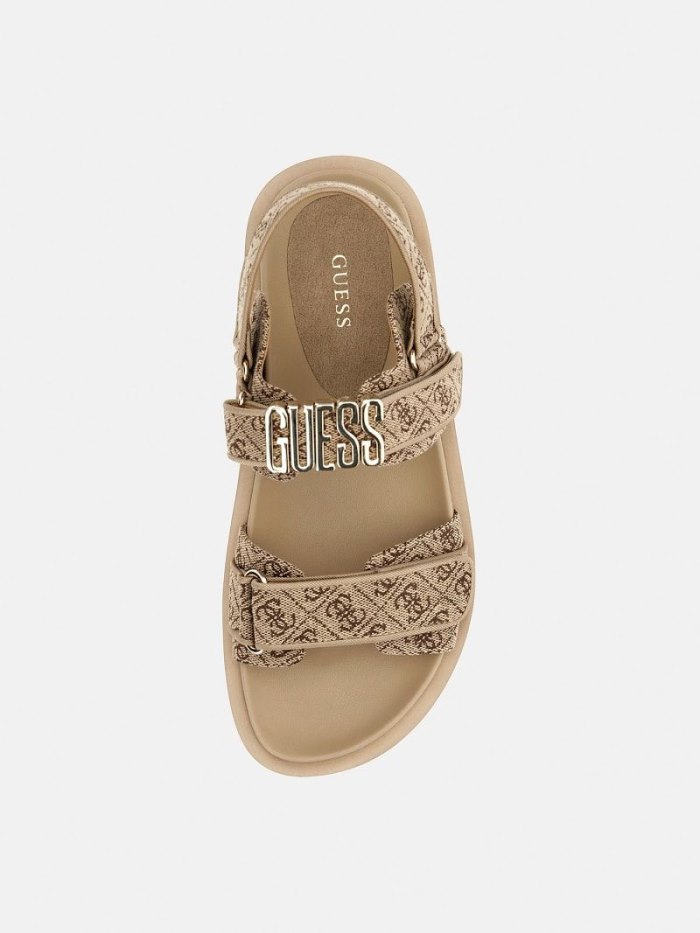 Guess Fabelis 4g Logo Kadın Sandalet Bej Rengi | TR-695922