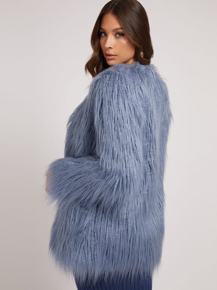 Guess Faux Fur Kadın Ceket Açık Mavi | TR-522572