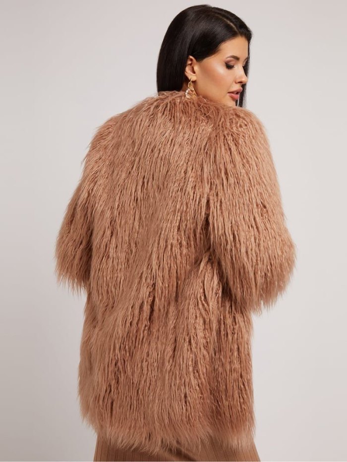 Guess Faux Fur Kadın Ceket Bej Rengi | TR-025734