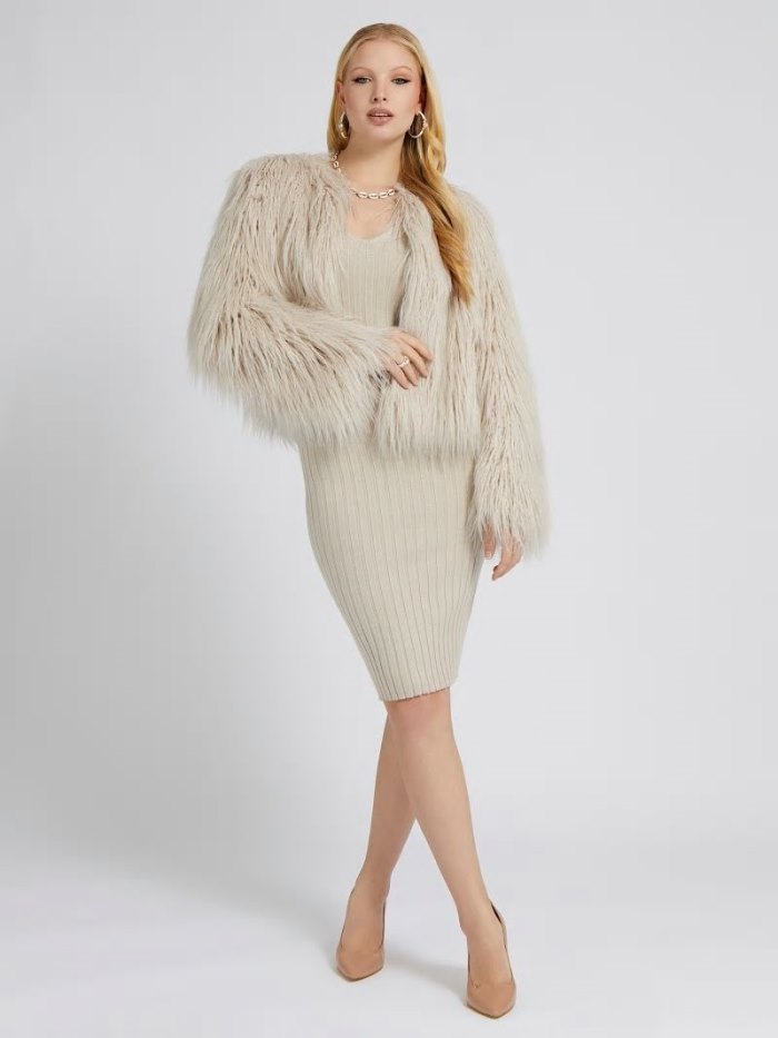 Guess Faux Fur Kadın Ceket Beyaz | TR-568372