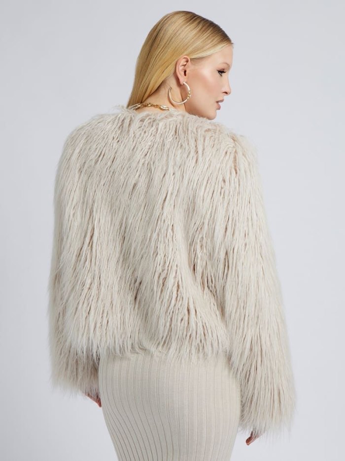 Guess Faux Fur Kadın Ceket Beyaz | TR-568372