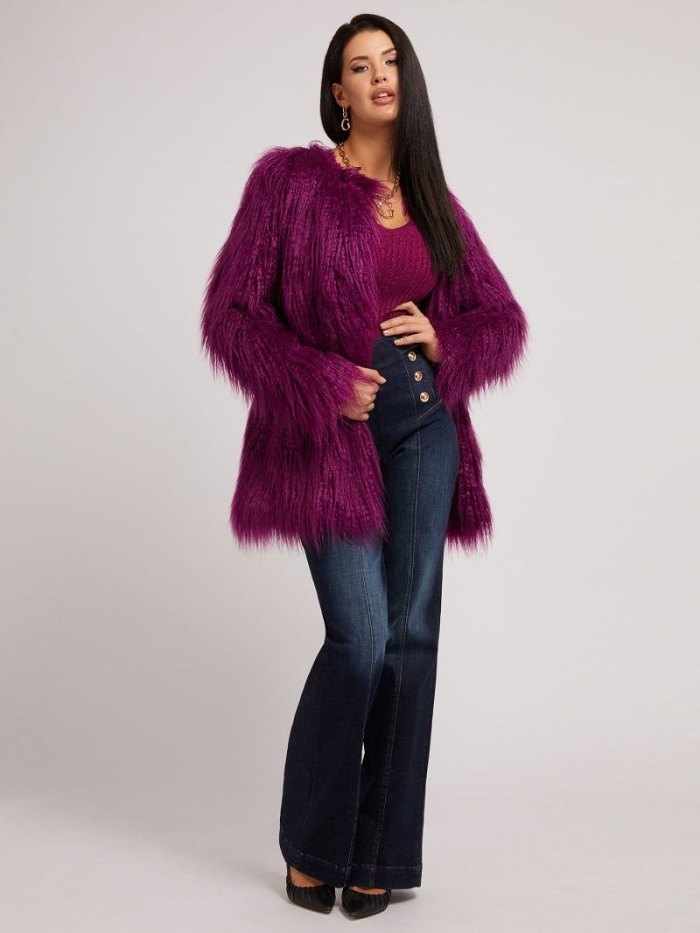 Guess Faux Fur Kadın Ceket Mor | TR-054753