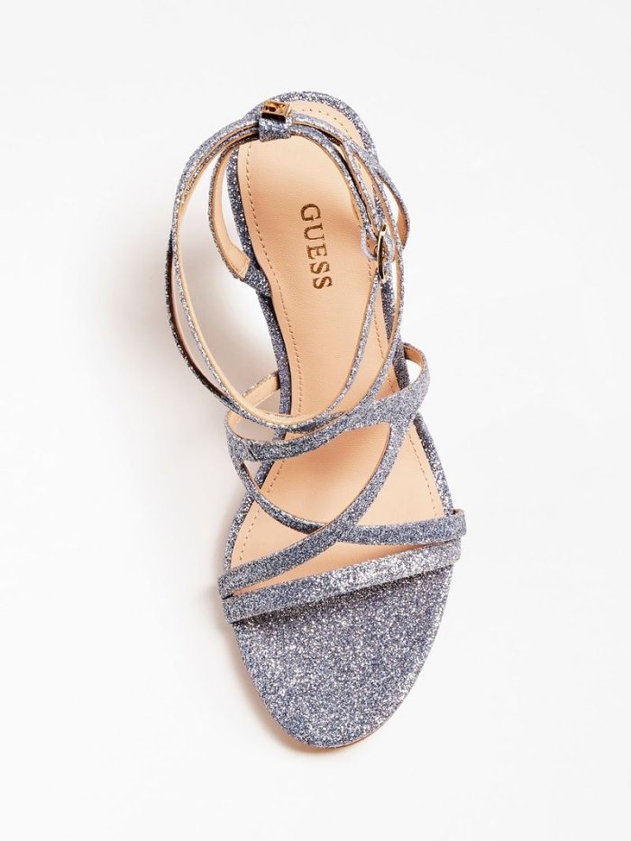 Guess Fennela Glitter Kadın Sandalet Mavi | TR-316667