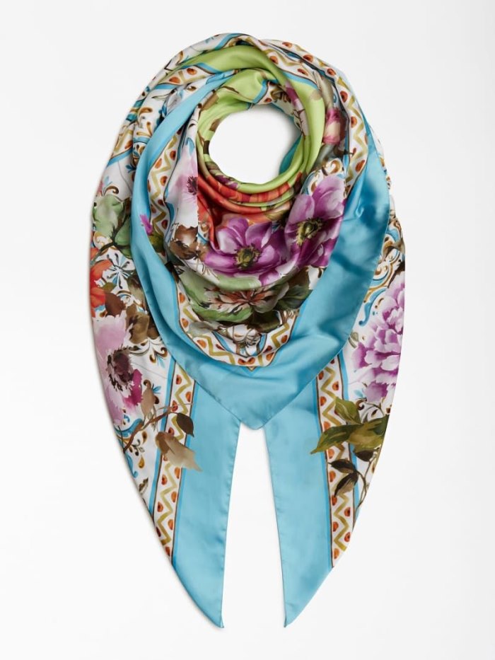 Guess Floral Print Kadın Neckerchief Açık Mavi | TR-669283