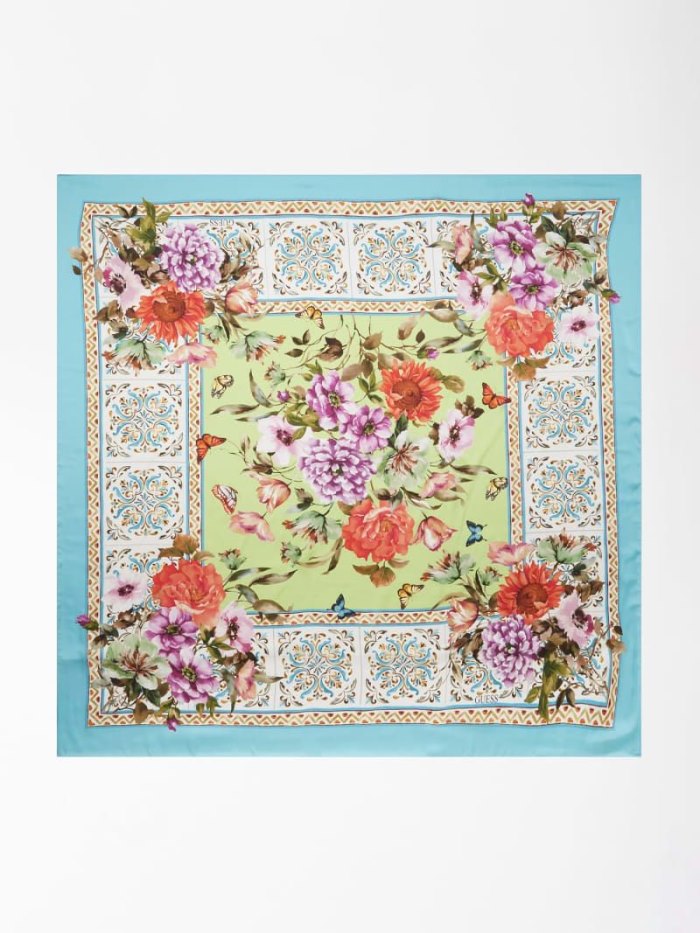 Guess Floral Print Kadın Neckerchief Açık Mavi | TR-669283