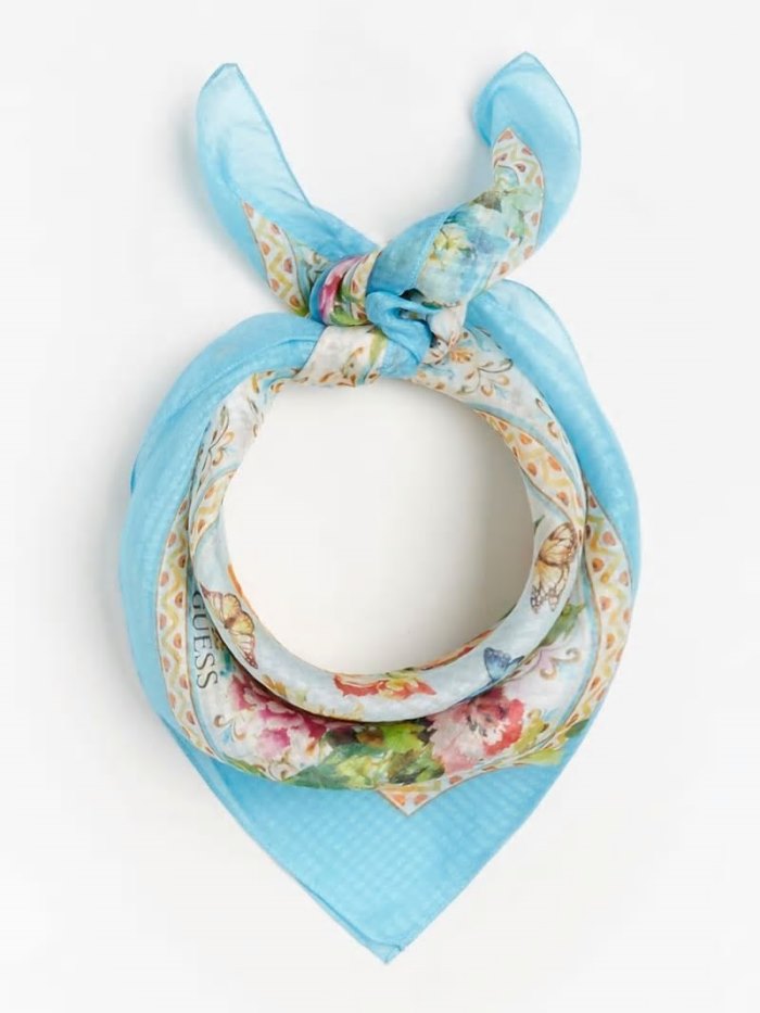 Guess Floral Print Kadın Neckerchief Mavi | TR-553160