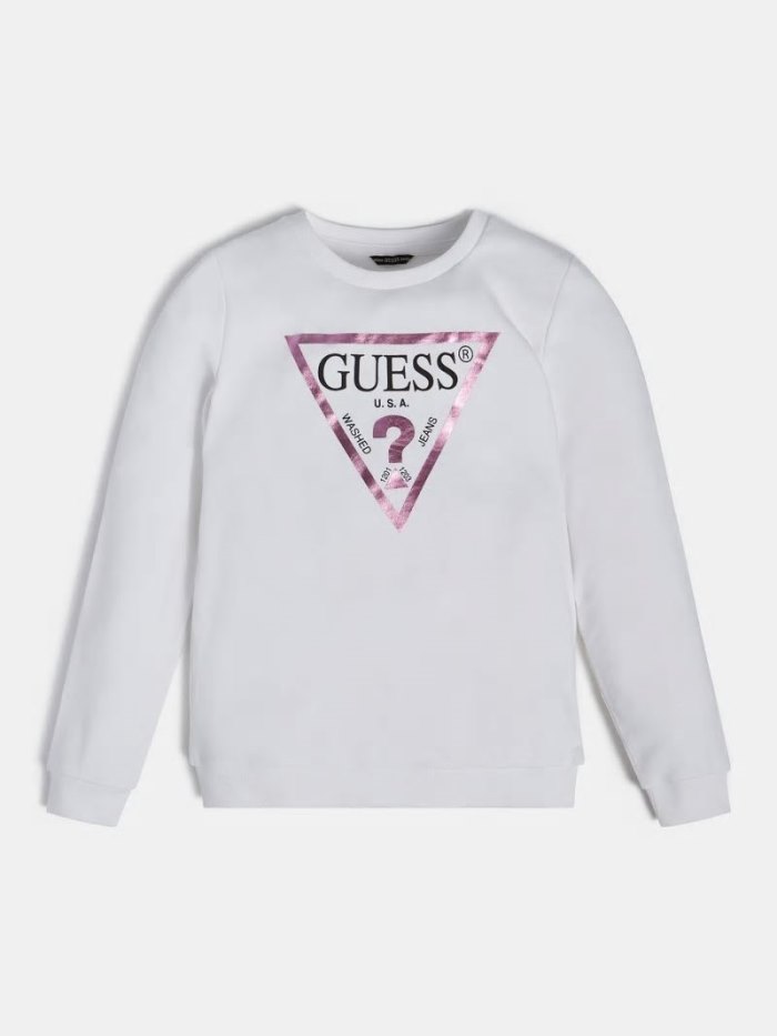 Guess Foil Triangle Logo Çocuk Tişörtü Beyaz | TR-015652