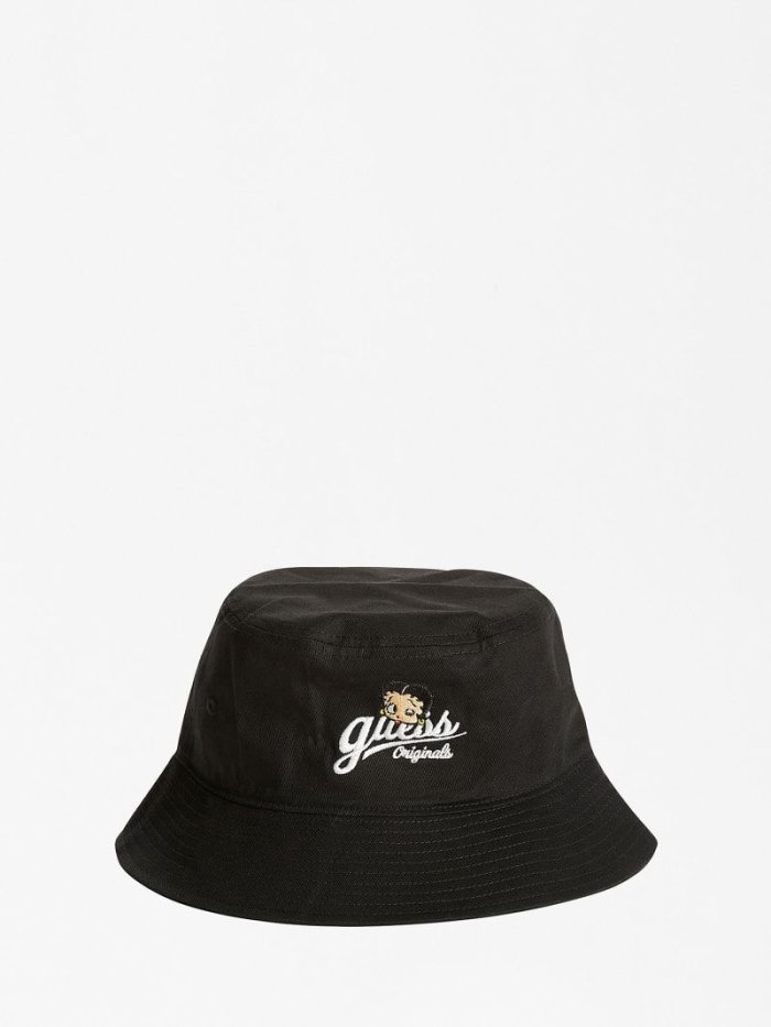 Guess Front Logo Bucket Kadın Şapkalar Siyah | TR-552558