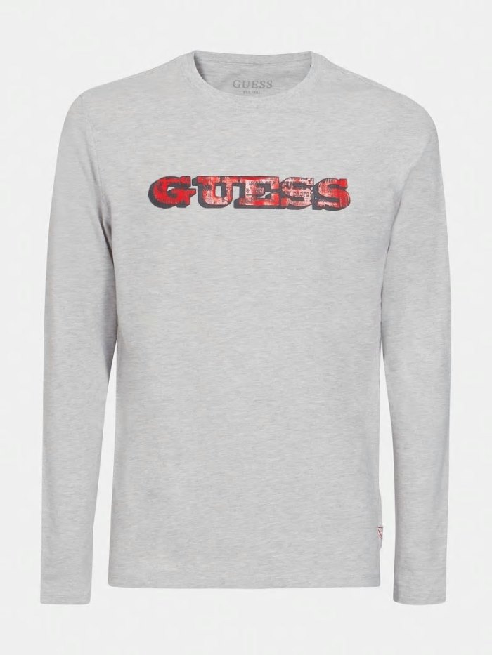 Guess Front Logo Erkek Tişört Gri | TR-276351