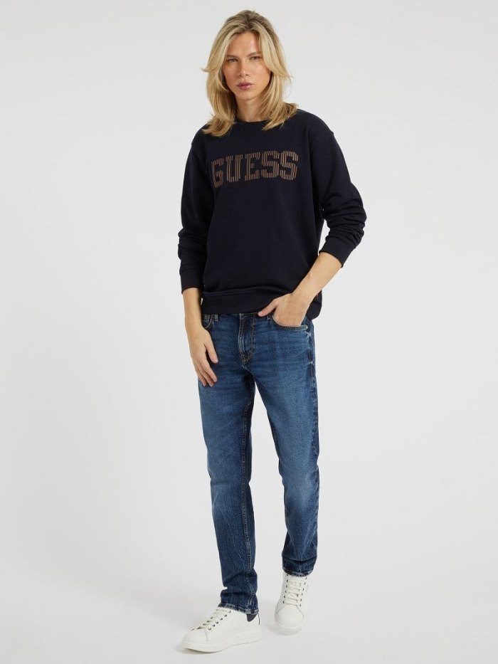 Guess Front Logo Erkek Tişörtü Mavi | TR-046067