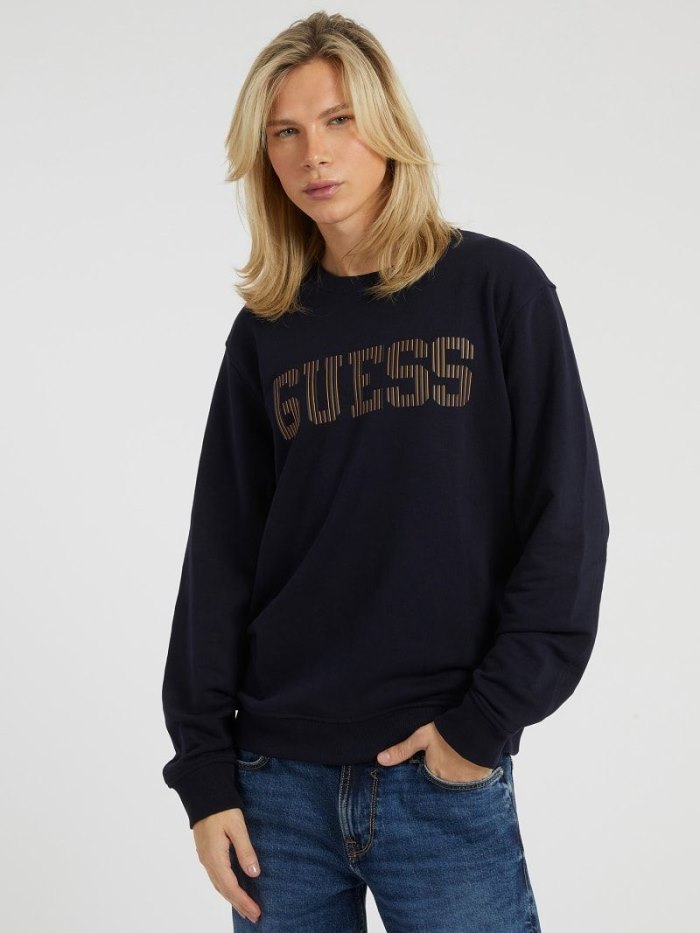 Guess Front Logo Erkek Tişörtü Mavi | TR-046067