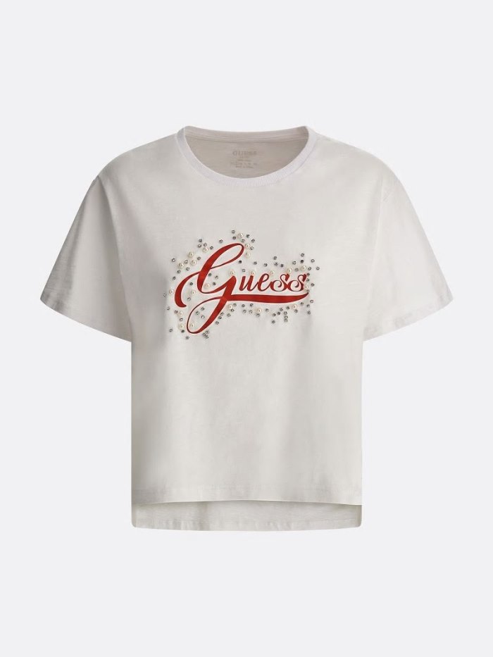 Guess Front Logo Kadın Tişört Beyaz | TR-221090