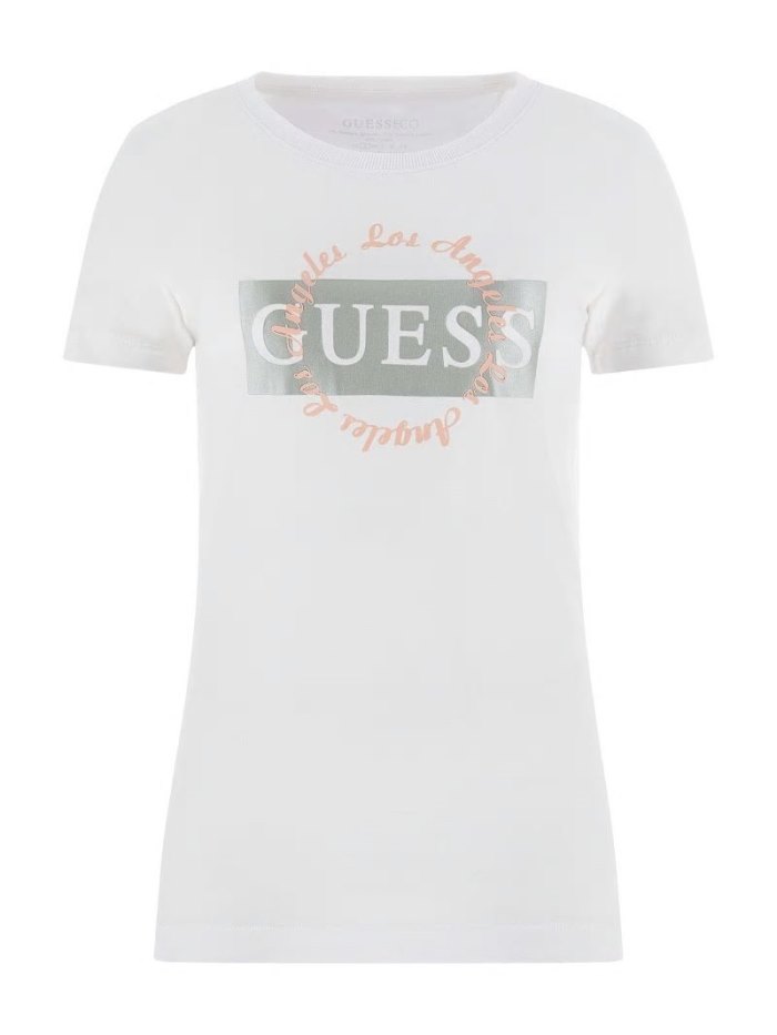 Guess Front Logo Kadın Tişört Beyaz | TR-363450