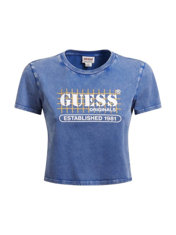 Guess Front Logo Kadın Tişört Mavi | TR-130674