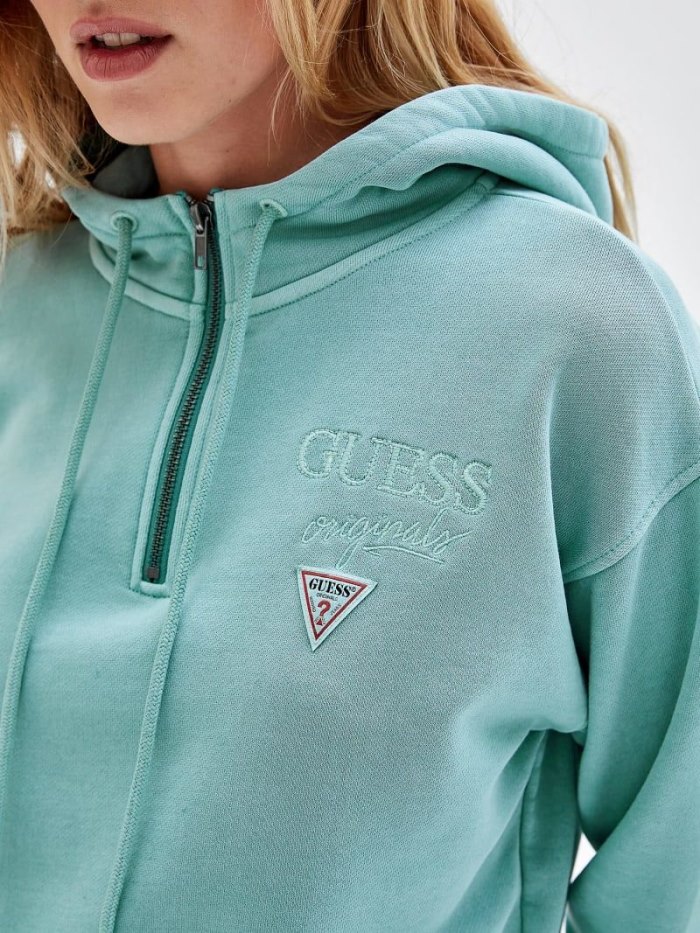 Guess Front Logo Kadın Tişörtü Yeşil | TR-992906