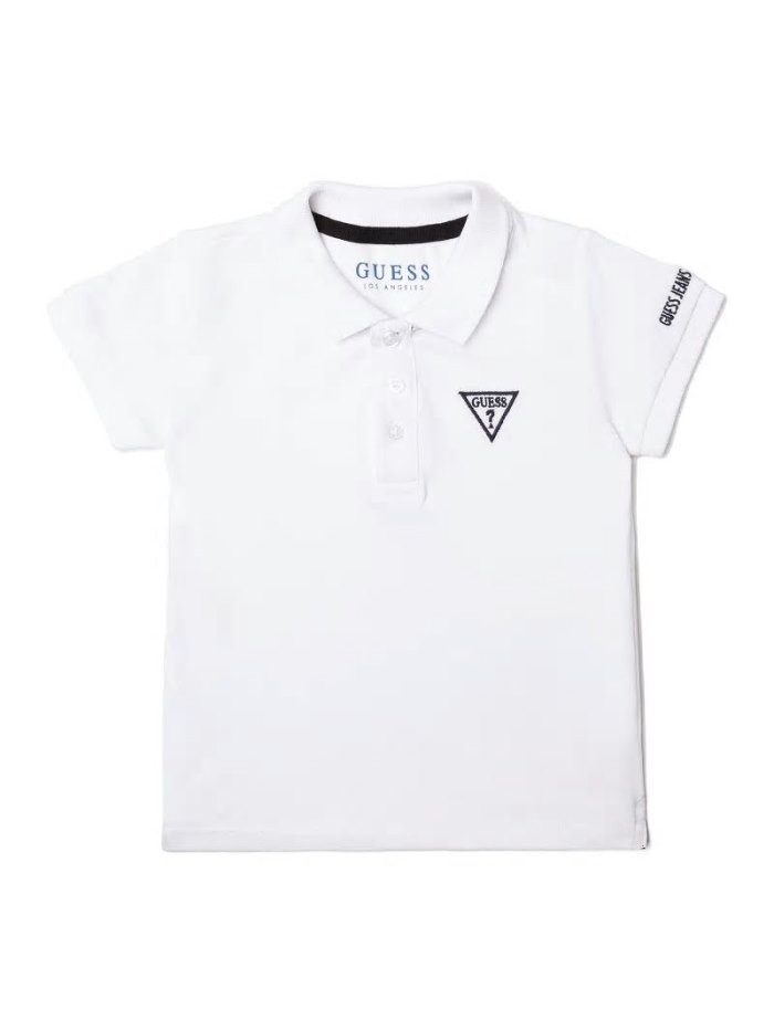 Guess Front Logo Polo Çocuk Polo Gömlek Beyaz | TR-591531