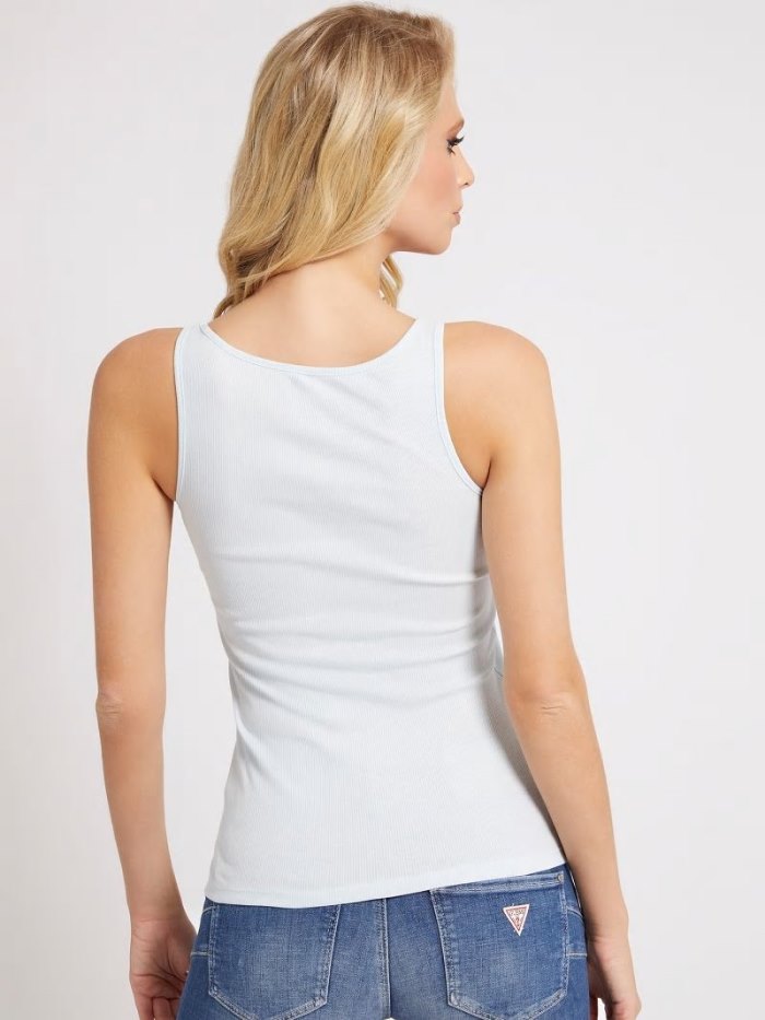 Guess Front Logo Tank Top Kadın Atlet Açık Mavi | TR-695625