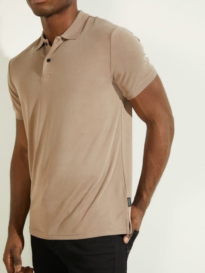 Guess Front Pocket Polo Erkek Polo Gömlek Kahverengi | TR-065293