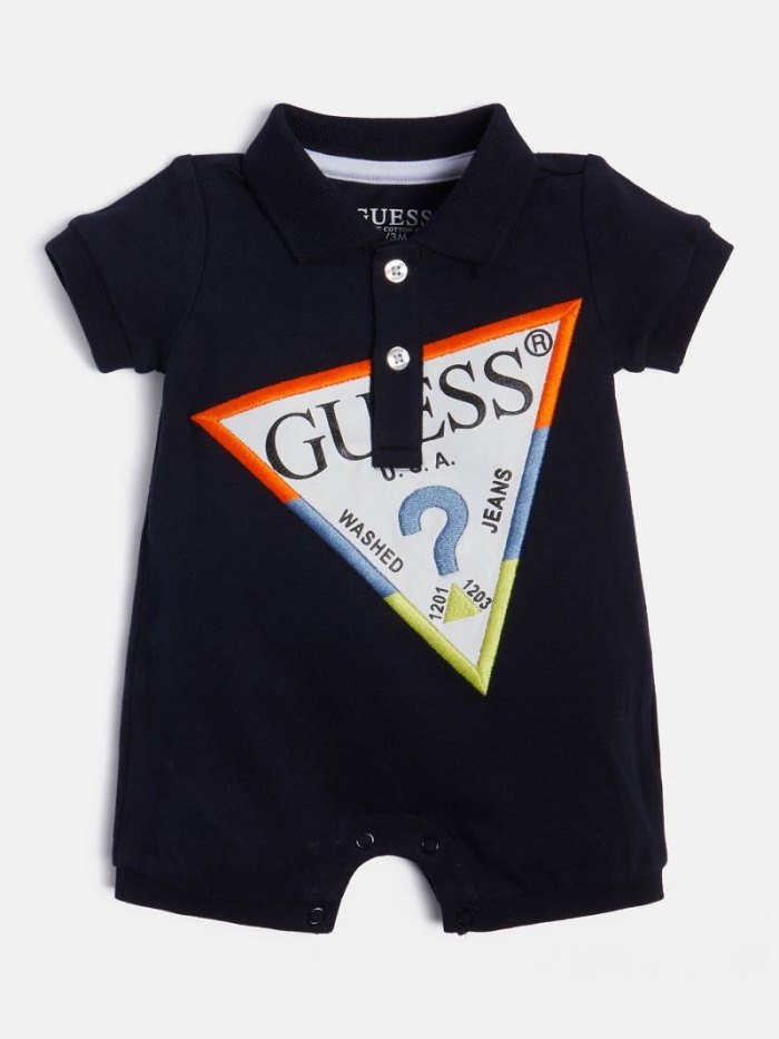 Guess Front Triangle Logo Çocuk Rompers Mavi | TR-167749