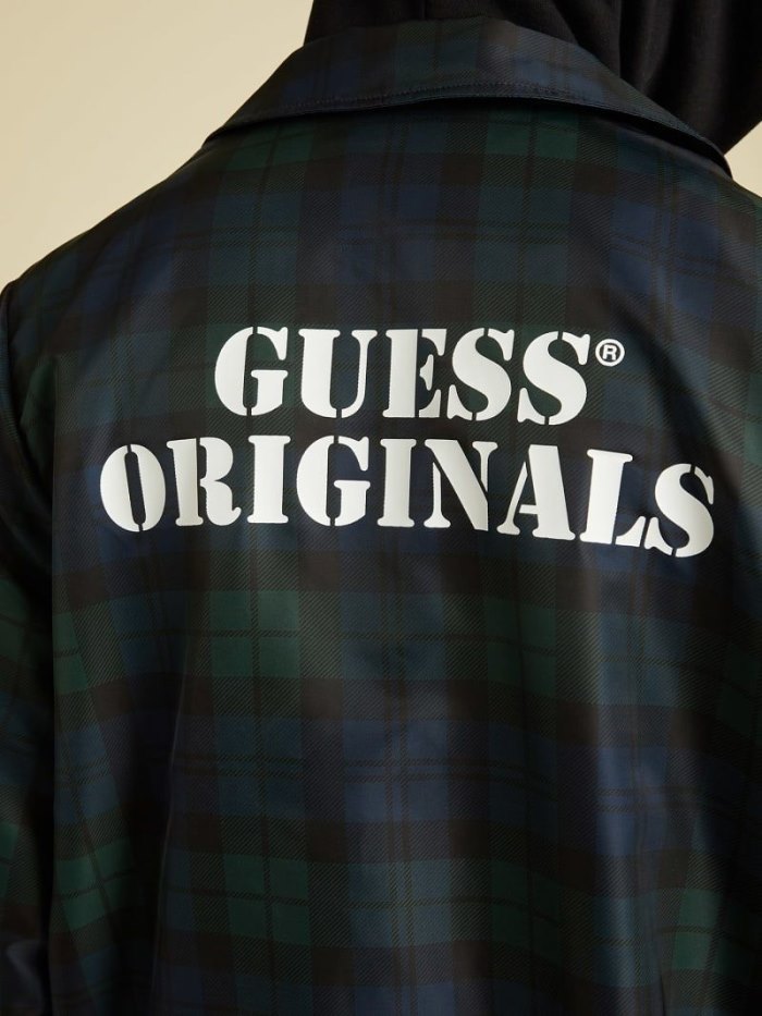 Guess Front-logo Chequered Erkek Ceket Yeşil | TR-002348