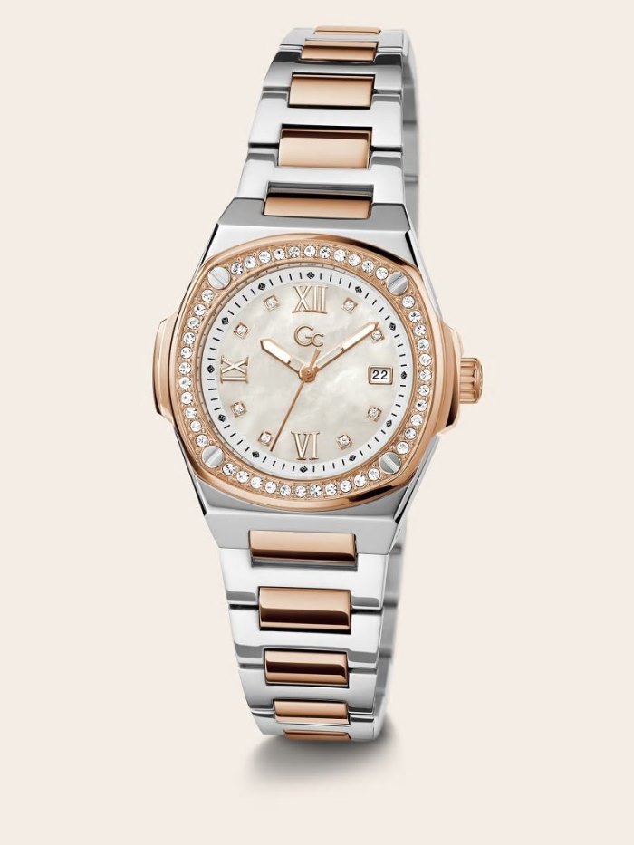 Guess GC Steel Watch With Date Function Kadın Saat Pembe Altın Gümüş | TR-425368