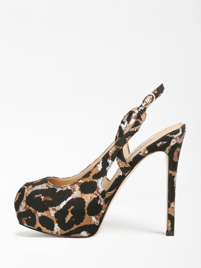 Guess Ginnia Animalier Peep-toe Kadın Sandalet Animalier | TR-550924