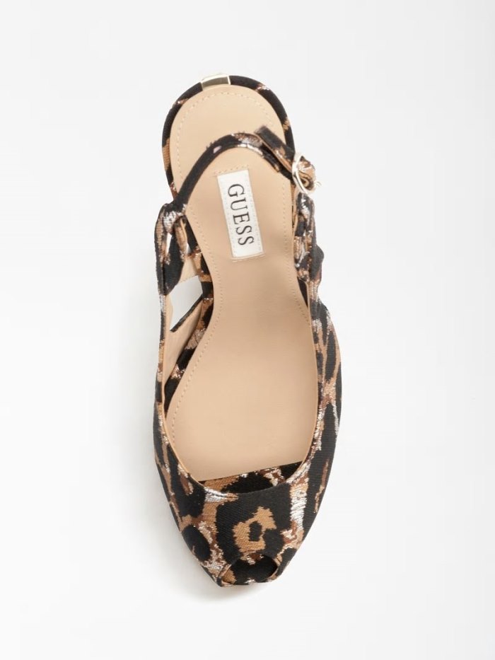 Guess Ginnia Animalier Peep-toe Kadın Sandalet Animalier | TR-550924