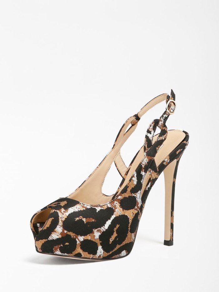 Guess Ginnia Animalier Peep-toe Kadın Sandalet Animalier | TR-550924