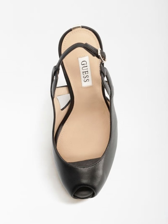 Guess Ginnia Peep-toe Deri Kadın Sandalet Siyah | TR-009987