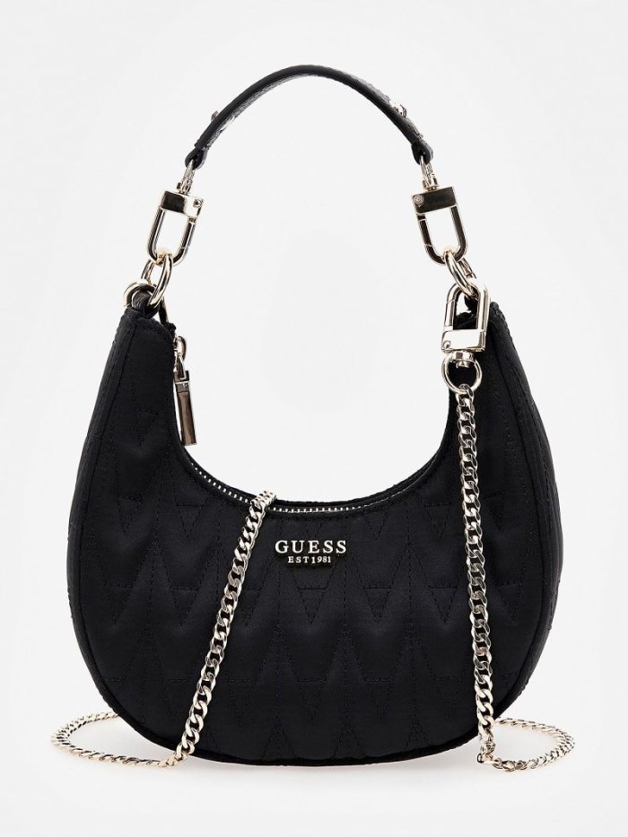 Guess Golden Rock Kapitone Mini Kadın Hobo Çanta Siyah | TR-221779