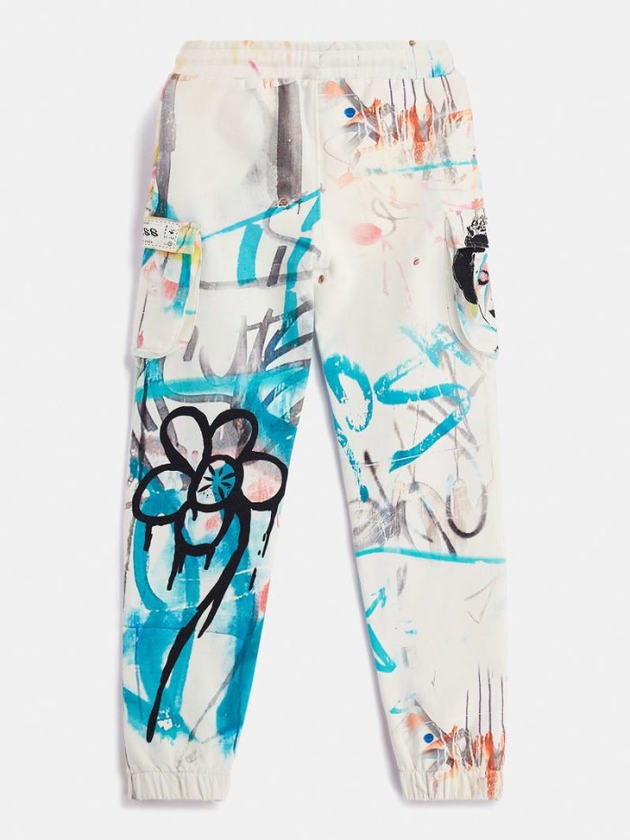 Guess Graffiti Print Jogger Pant Çocuk Jogger Pantolon Beyaz | TR-809353