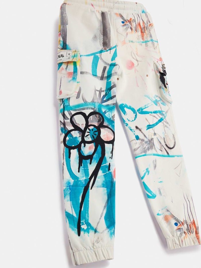 Guess Graffiti Print Jogger Pant Çocuk Jogger Pantolon Beyaz | TR-809353